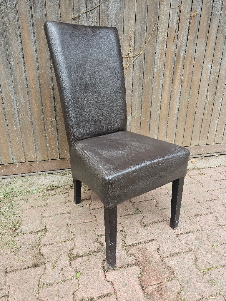 Donkerbruine leren stoel / eetkamerstoel, Ophalen, Gebruikt, Bruin, Eén