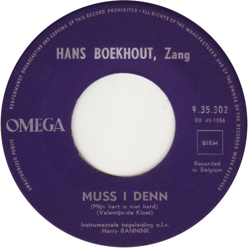 Hans Boekhout - Muss I Denn NEDERBEAT-ook VERZENDEN, Ophalen, Gebruikt, Nederlandstalig