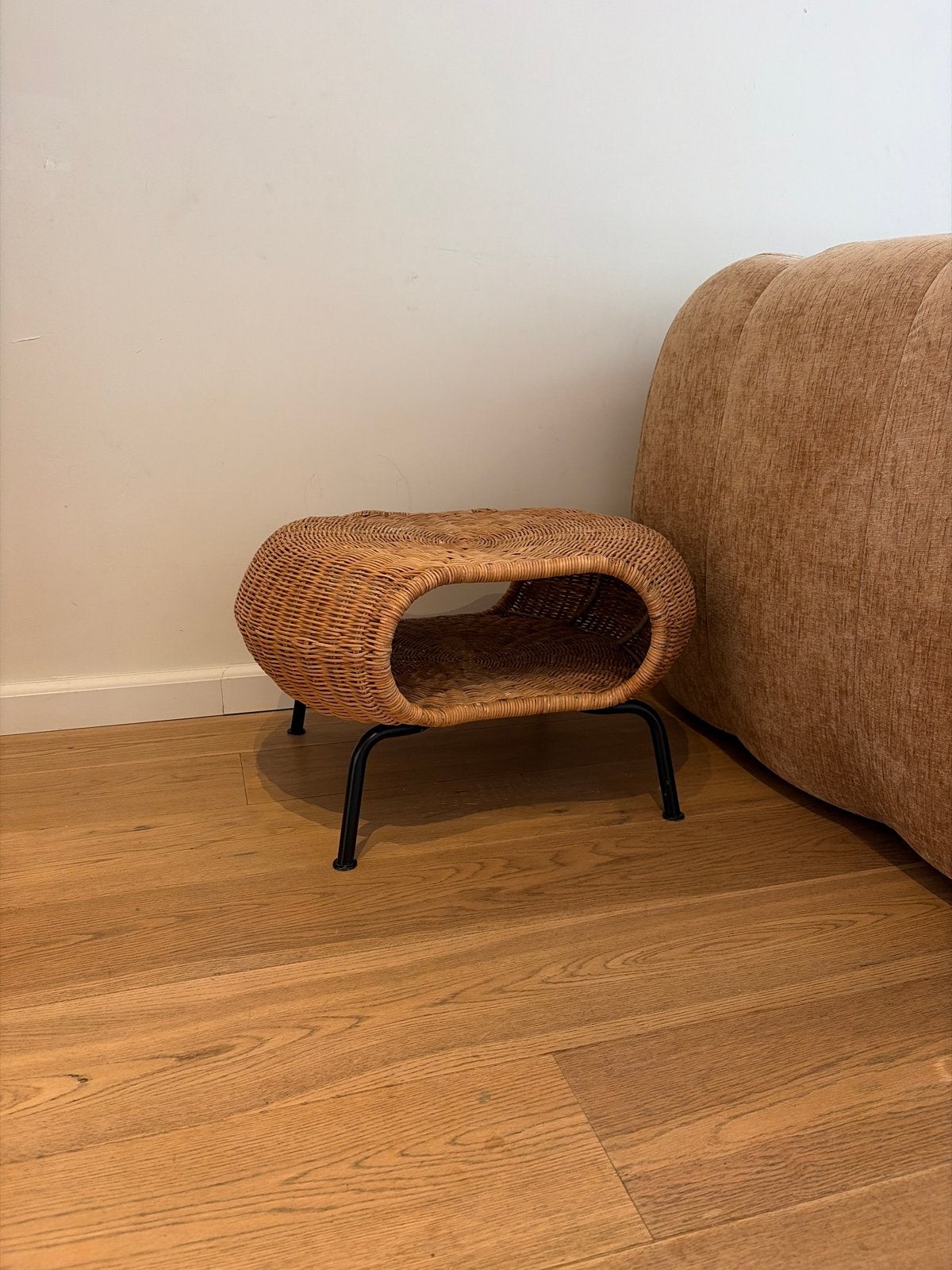 Vintage rotan bijzettafel van IKEA Gamlehult, Vintage, Gebruikt, Ophalen of Verzenden, Natuurlijk materiaal