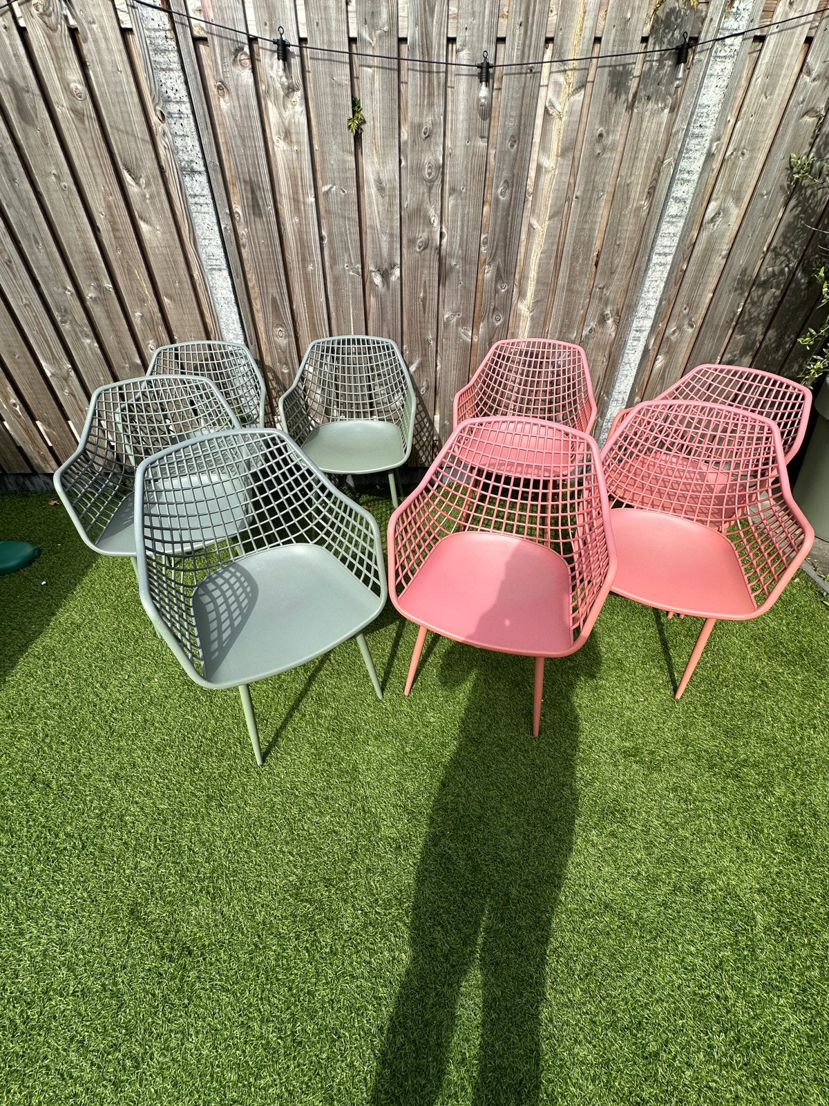 Webbing stoelen(2 roze, 4groen), Ophalen, Gebruikt, Kunststof