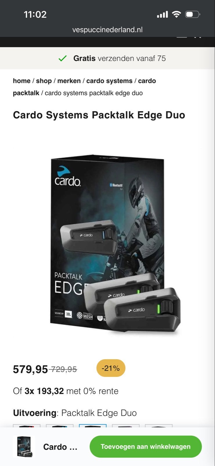 Cardo Systems Packtalk Edge Duo - Communicatiesysteem, Ophalen of Verzenden, Zo goed als nieuw