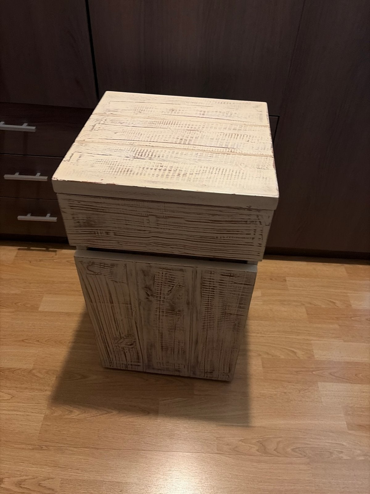 Houten nachtkastje/bijzettafel met lade en kastje, Ophalen, Minder dan 50 cm, Gebruikt, 1 of 2 laden