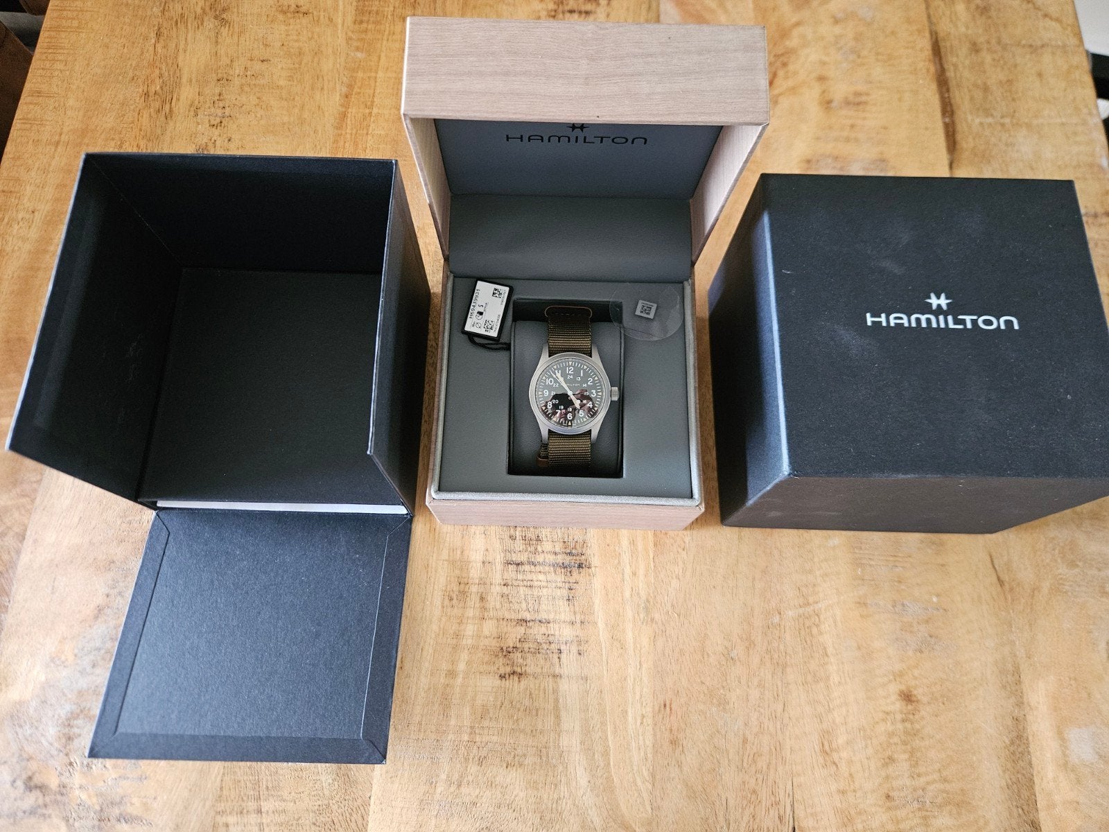 Hamilton Khaki Field 38mm Mechanical Origineel, Ophalen of Verzenden, Zo goed als nieuw, Zwart, Android