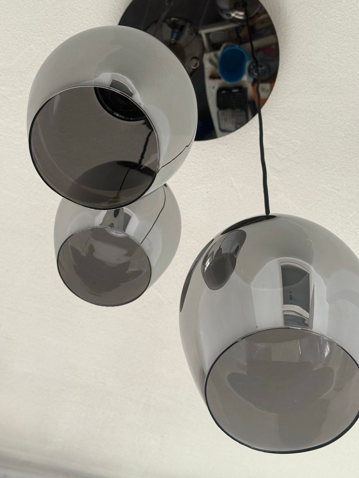 eglo estanys Moderne hanglamp met 3 rookglazen chrome bollen, Nieuw, Glas, Modern, E27 (groot)