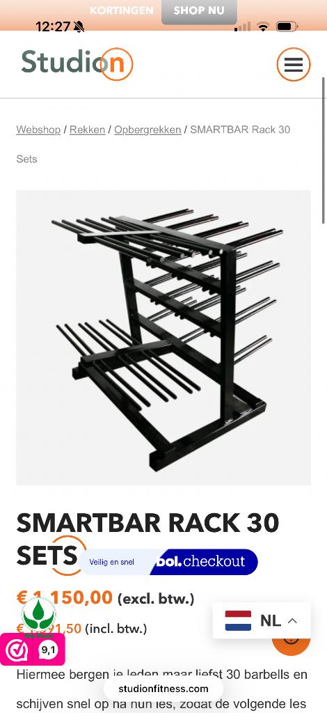 Les Mills Studion Smartbar rek 30 stuks zwart, Sport en Fitness, Fitnessmaterialen, Ophalen, Zo goed als nieuw