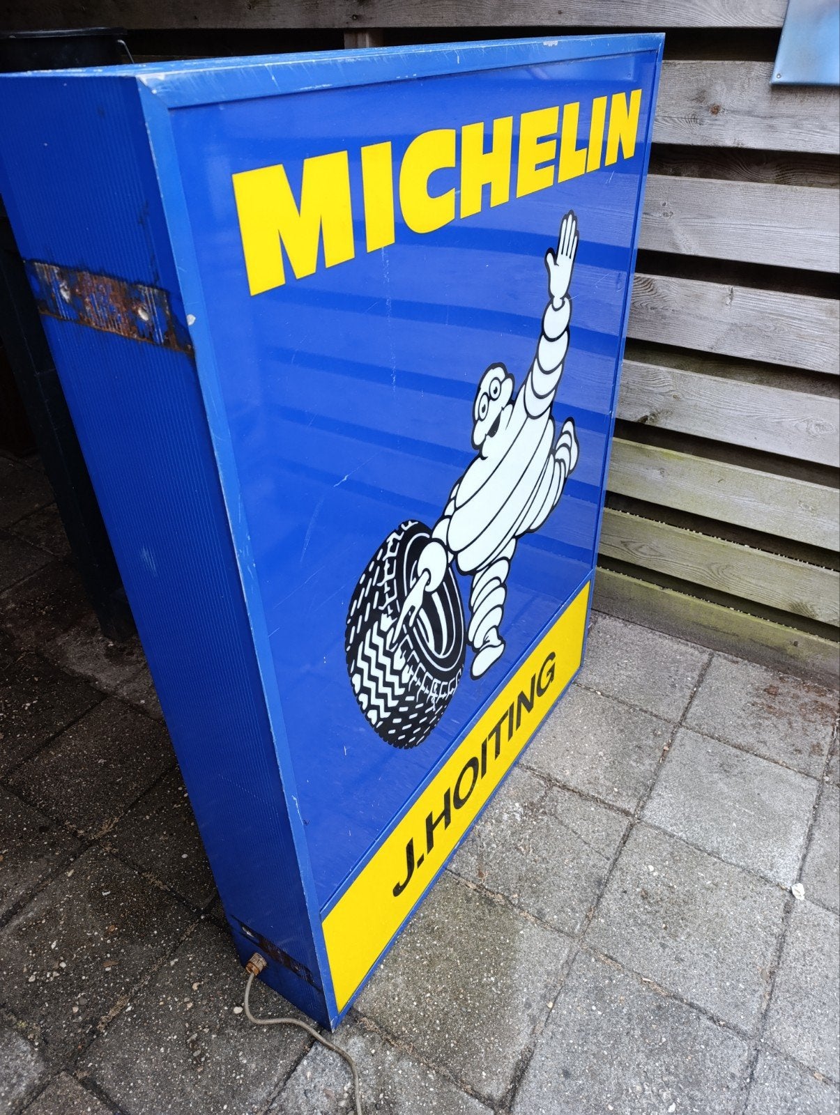 Vintage Michelin Lichtbak - J. Hoiting Reclamebord, Ophalen, Gebruikt, Lichtbak of (neon) lamp