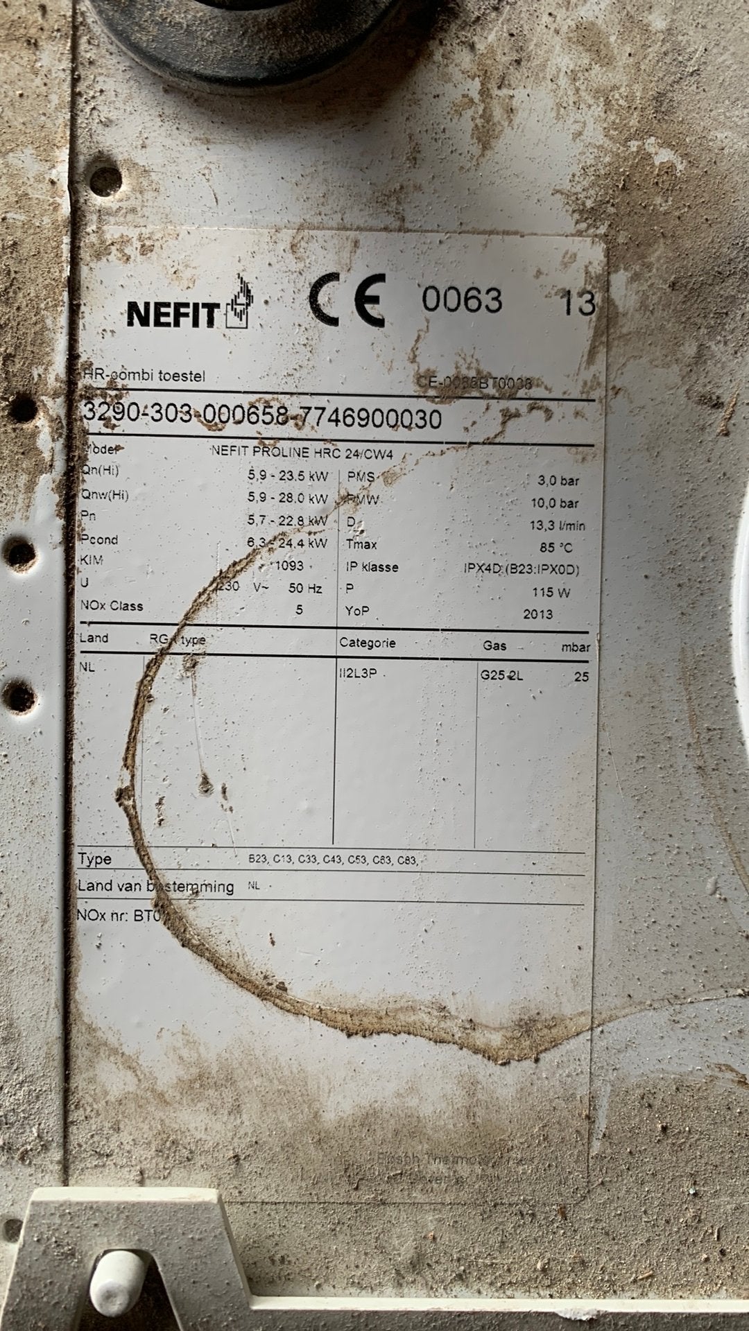 Nefit proline combiketel, Ophalen, Geiser, Zo goed als nieuw, Minder dan 20 liter