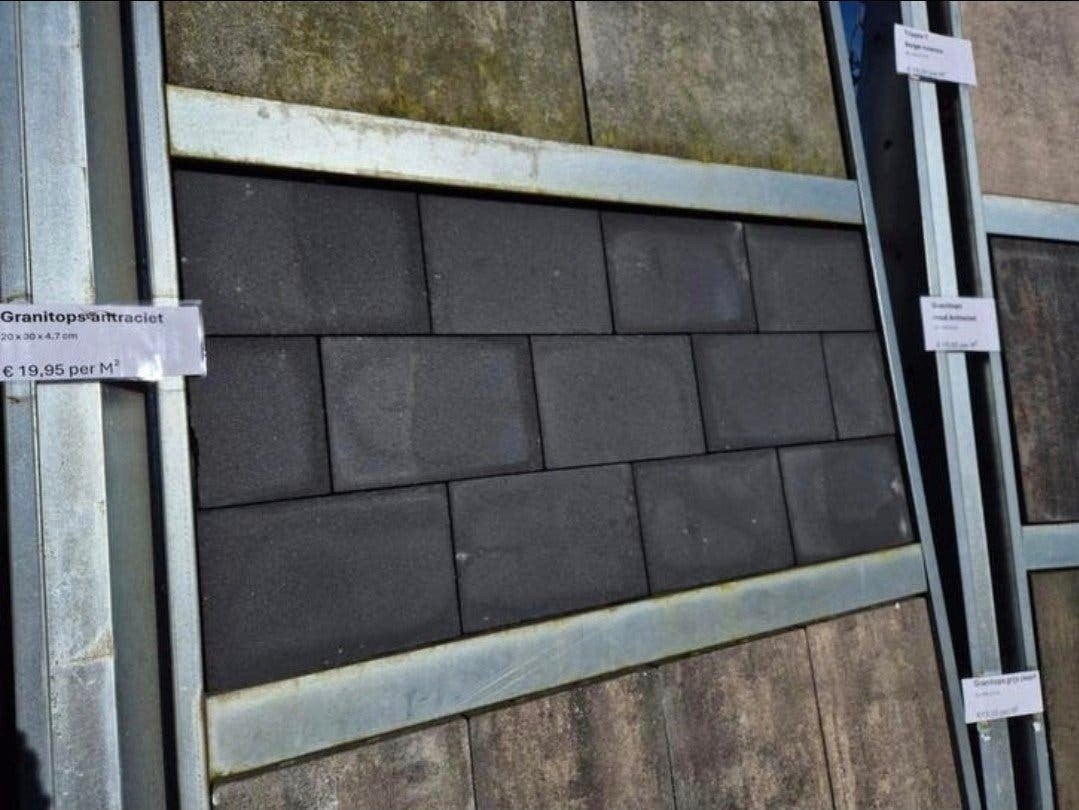 30x20x4,7 antraciet terrastegels betontegel s-partij, Nieuw, Ophalen of Verzenden, 10 m² of meer, Beton