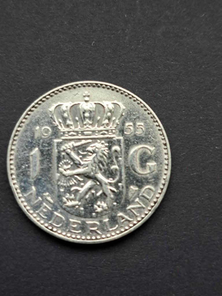 Gulden 1955 Juliana zilver, 1 gulden, Koningin Juliana, Zilver, Ophalen of Verzenden