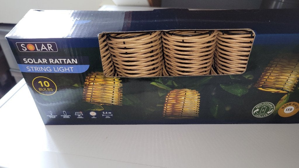 Ledverlichting solar 10 stuks rattan, Zonne-energie, Kunststof, Minder dan 50 watt, Wandlamp