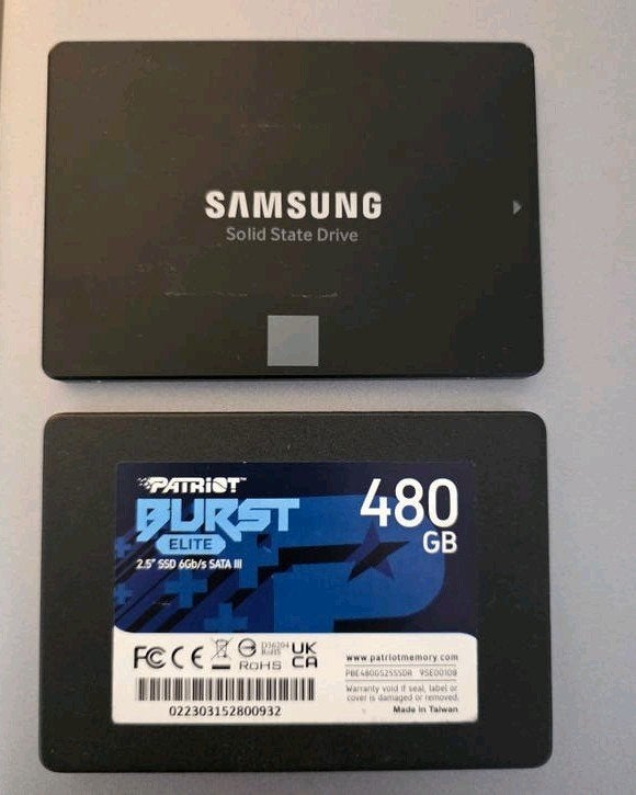 Samsung 850 EVO 500GB & Patriot Burst Elite 480GB SSD (2.5"), Intern, Ophalen of Verzenden, Zo goed als nieuw, Laptop
