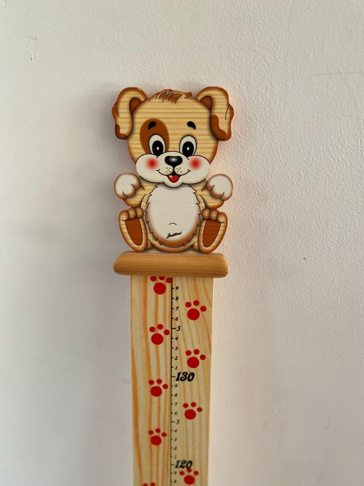 Houten groeimeter van Bartolucci met vrolijke puppy, Ophalen, Overige merken, Bruin, Nieuw