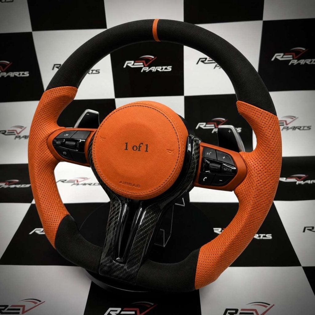 Custom oranje carbon stuur voor BMW F en E modellen