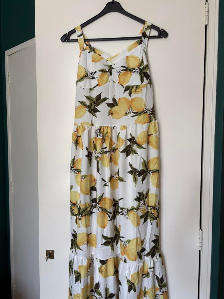 Jurk met bandjes en citroenprint - S - nieuw, Kleding | Dames, Wit, Nieuw, Ophalen of Verzenden, Maat 36 (S)