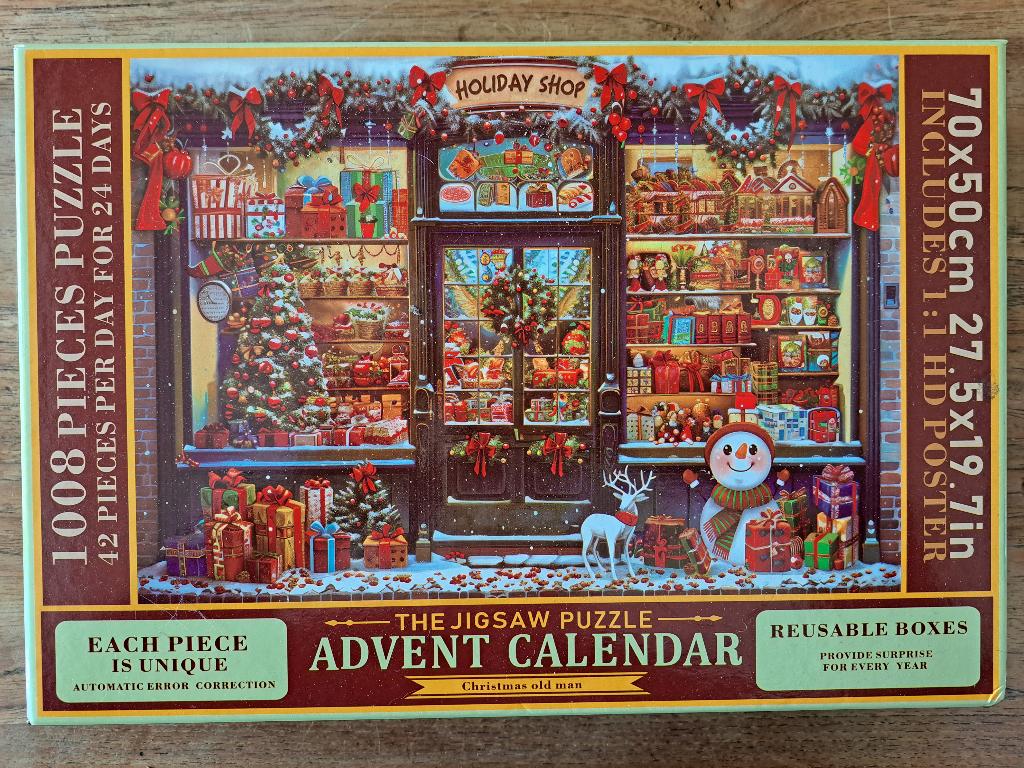 Advent calender Legpuzzel Christmas old man, Ophalen of Verzenden, 500 t/m 1500 stukjes, Gebruikt, Legpuzzel