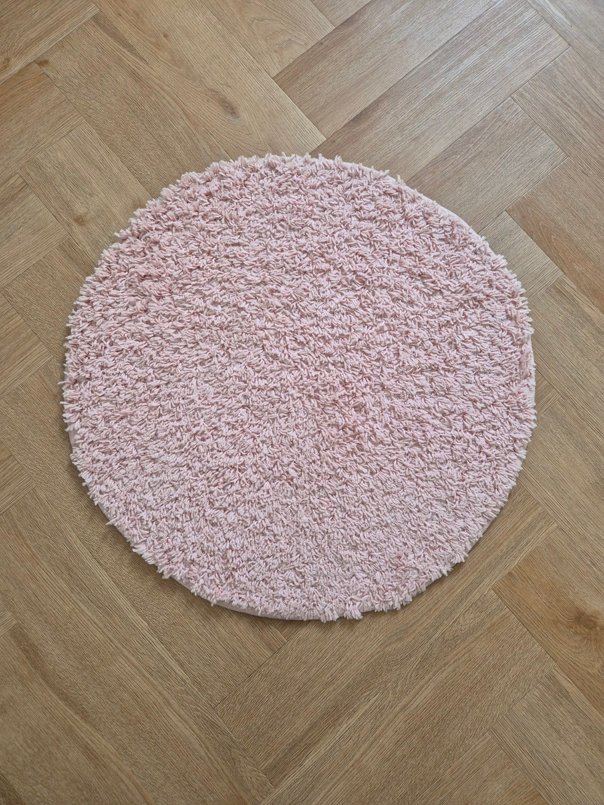 Set van 2 ronde shaggy vloerkleden - roze en grijs, 50 tot 100 cm, Shaggy, Modern, Zo goed als nieuw, Grijs