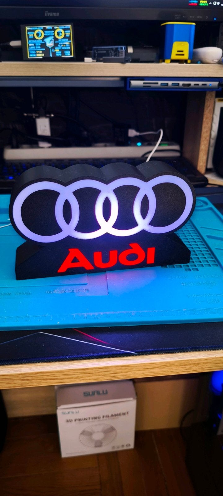 Lichtbox Audi, lichtbakje, lichtreclame. Te personaliseren, Ophalen of Verzenden, Nieuw, Lichtbak of (neon) lamp