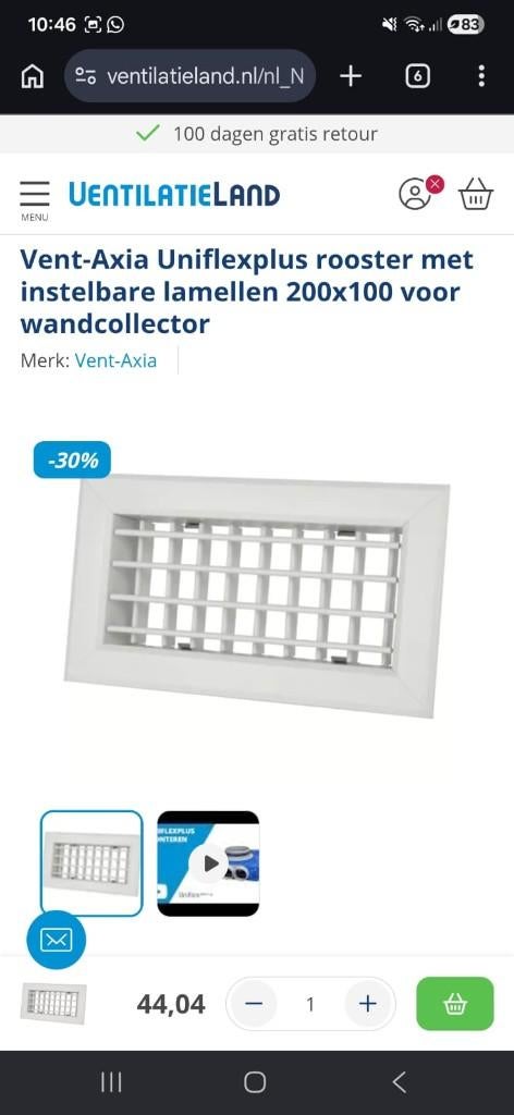 2 stuks Vent-Axia roosters met instelbare lamellen 200 x 100, Ophalen, Nieuw, Ventilator en Afzuiger