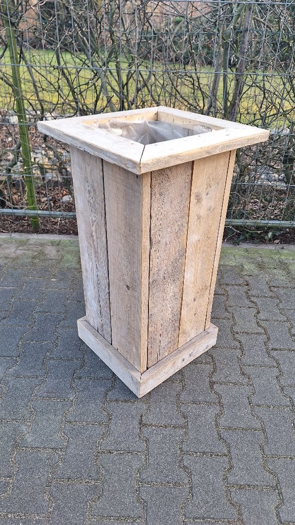 Mooie Steiger houten bloembak planten bak hoog, Tuin en Terras, Bloembakken en Plantenbakken, Ophalen, Gebruikt, ., Rond