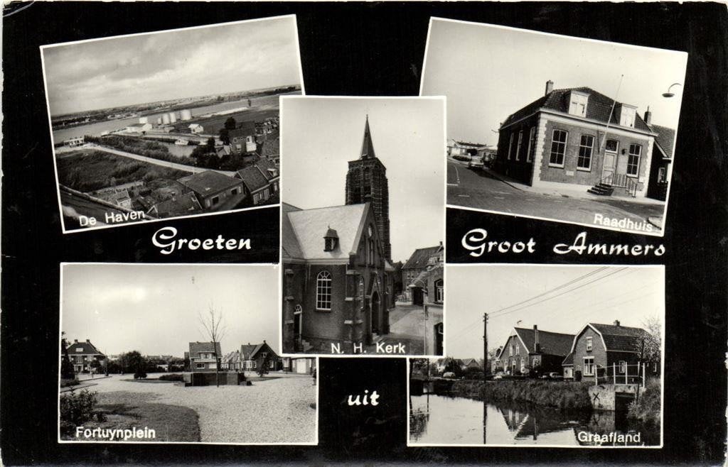 Groeten uit Groot Ammers - 5 afb o.a. Graafland - gelopen, Ophalen of Verzenden, 1960 tot 1980, Gelopen, Zuid-Holland