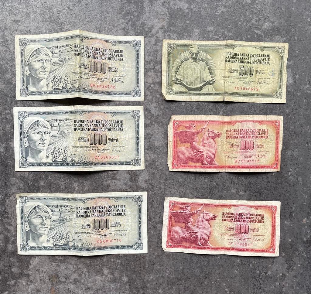 Bankbiljetten Joegoslavische Dinar 1978 en 1981, Postzegels en Munten, Bankbiljetten | Europa | Niet-Eurobiljetten, Ophalen of Verzenden