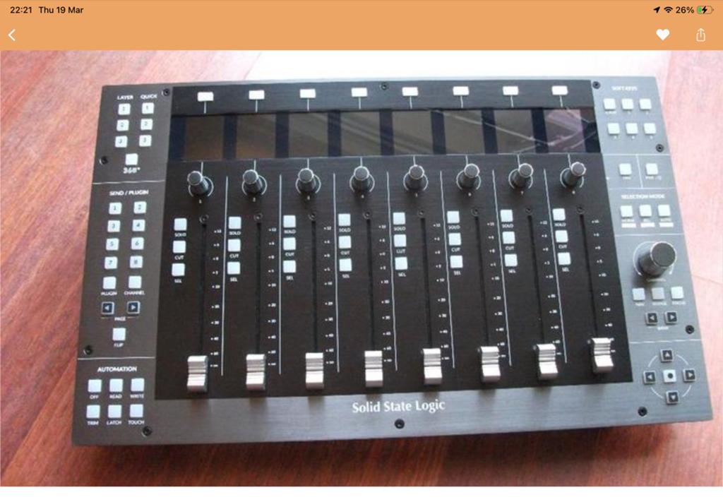Solid state logic  UF8 DAW Controller 750 vaste prijs., Ophalen of Verzenden, Zo goed als nieuw