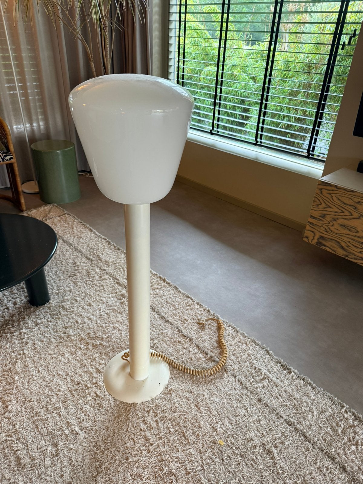 Vintage retro space age design vloerlamp uniek, Ophalen, 100 tot 150 cm, Zo goed als nieuw, Glas