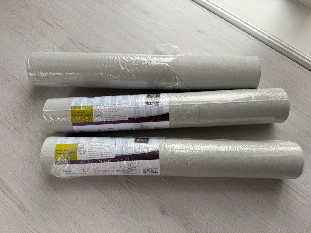 3 rollen Decomode vliesbehang 10 meter x 0,53 cm, Ophalen of Verzenden, 10 tot 25 m², Grijs, Rustig, egale kleur