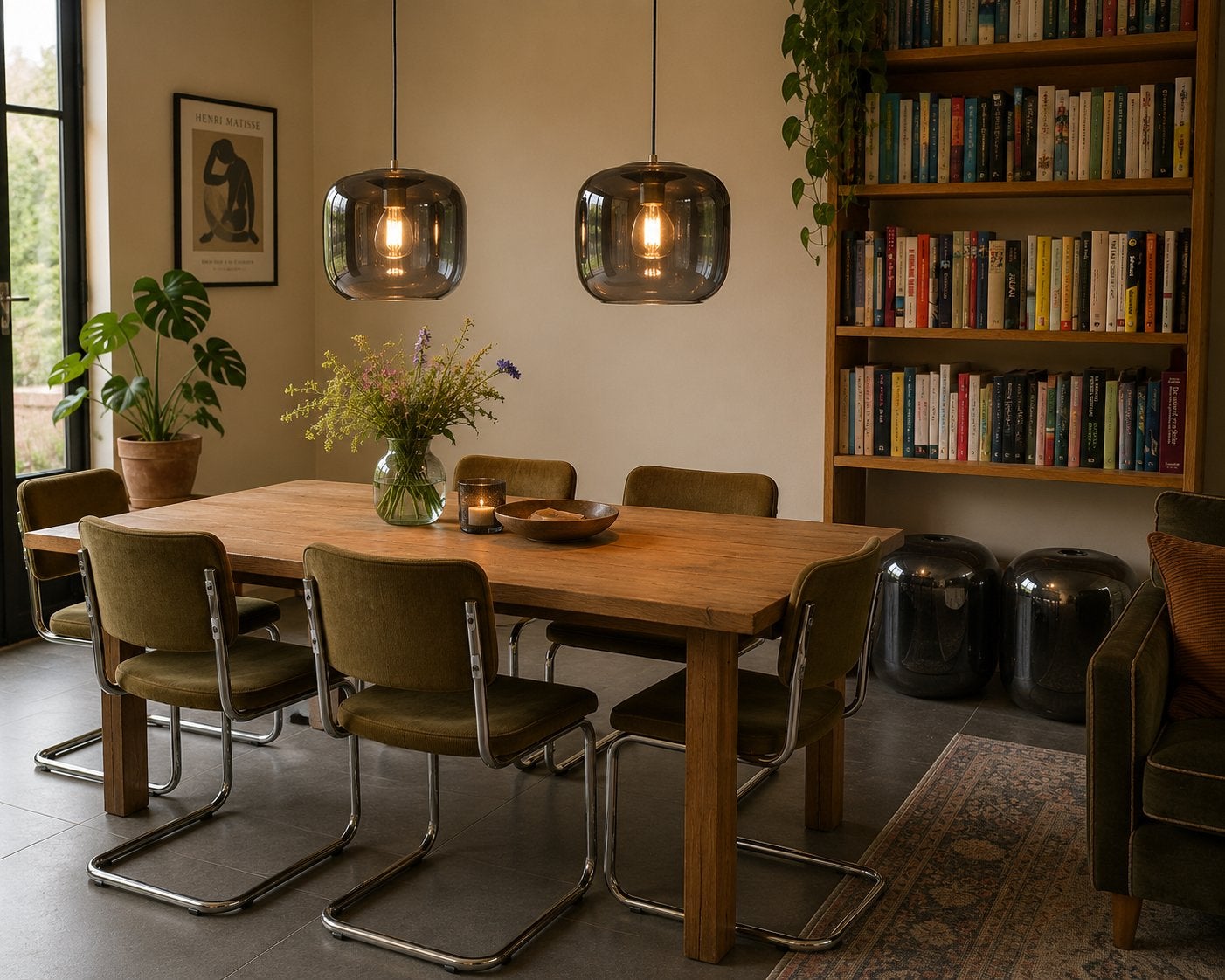 Hanglampen zwart smoked glas, Ophalen, Gebruikt, Glas, Modern, design