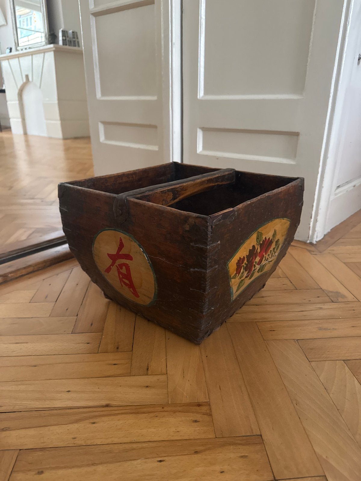 Antieke Chinese houten emmer/bak met handvat, Antiek en Kunst, Ophalen