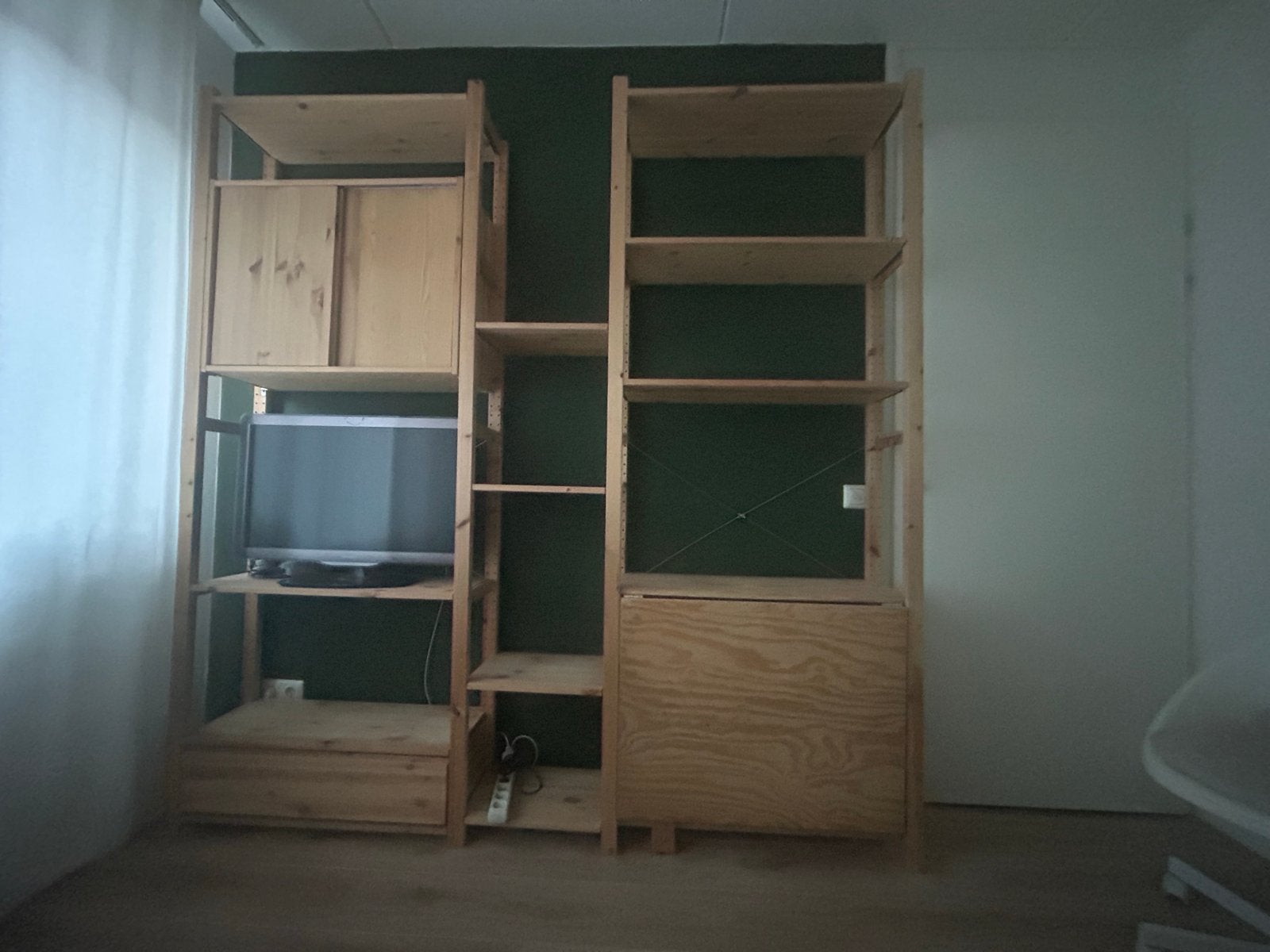 Houten ikea kast met opbergruimte en uitklapbaar bureau, Ophalen, Gebruikt, 200 cm of meer, 150 tot 200 cm