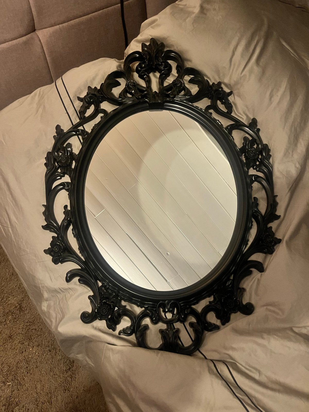 Decoratieve spiegel ikea met zwarte barokke lijst - Zwart, Ophalen, Minder dan 50 cm, Zo goed als nieuw, Minder dan 100 cm