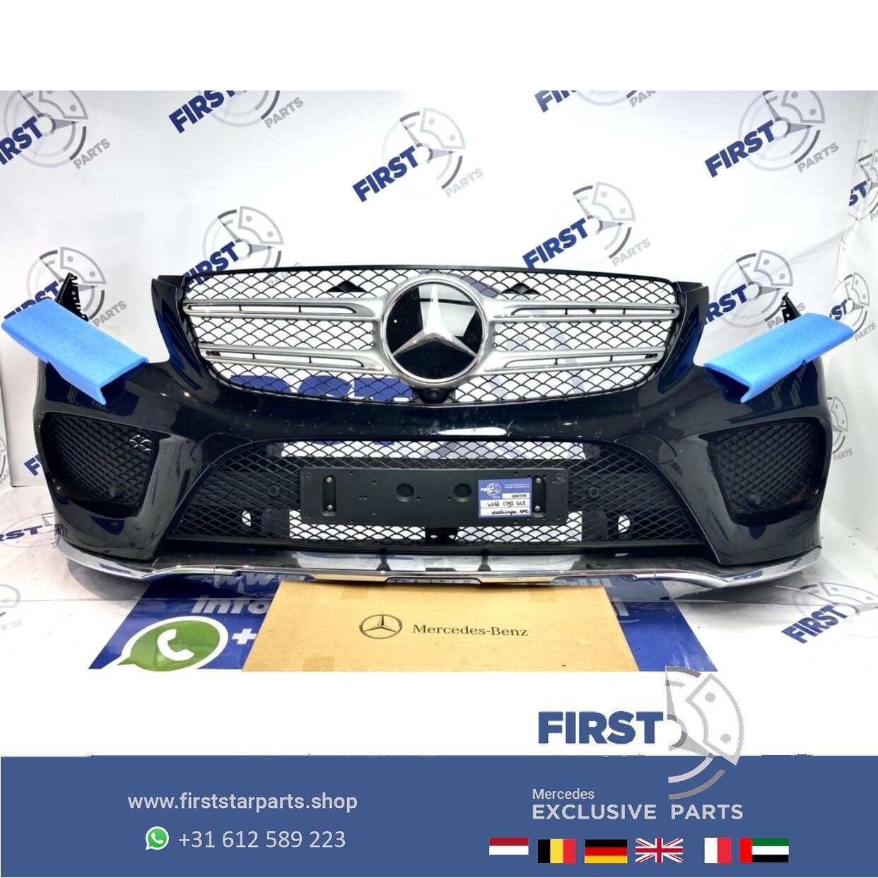 W166 GLE AMG LINE VOORBUMPER ZWART COMPLEET 2018 origineel M, Gebruikt, -, Voor, Ophalen of Verzenden