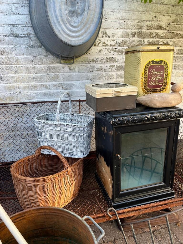 Wit oud mandje brocant,landelijk,vintage, Ophalen of Verzenden, X, X, X
