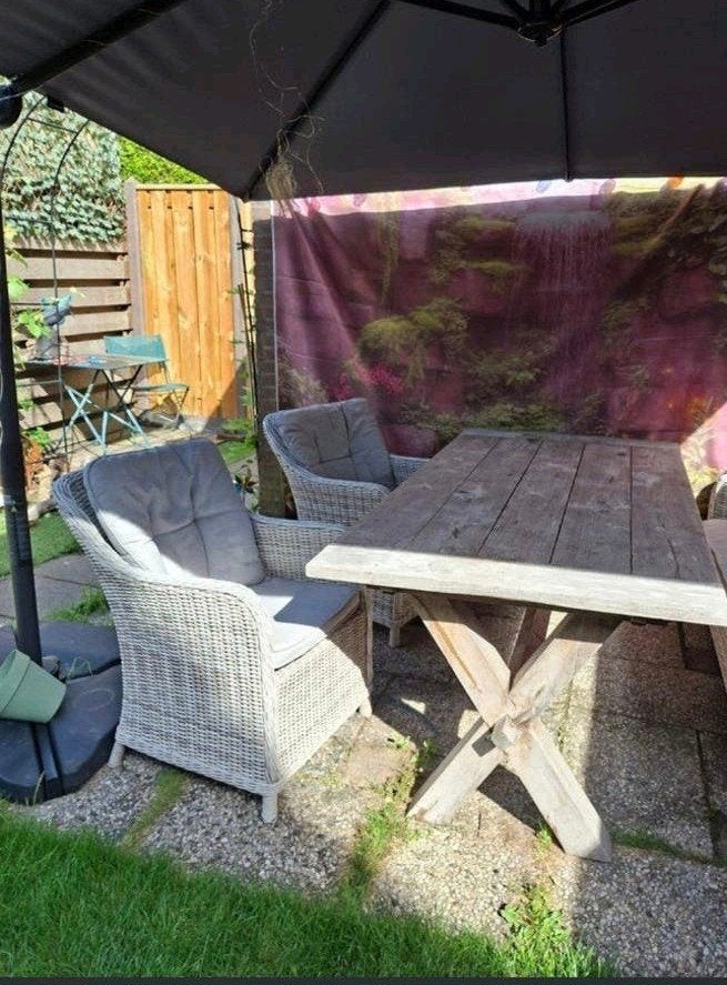 Tuintafel Robuust Hout met X-poten, Tuin en Terras, Tuintafels, Ophalen, Gebruikt, Rechthoekig, Hout