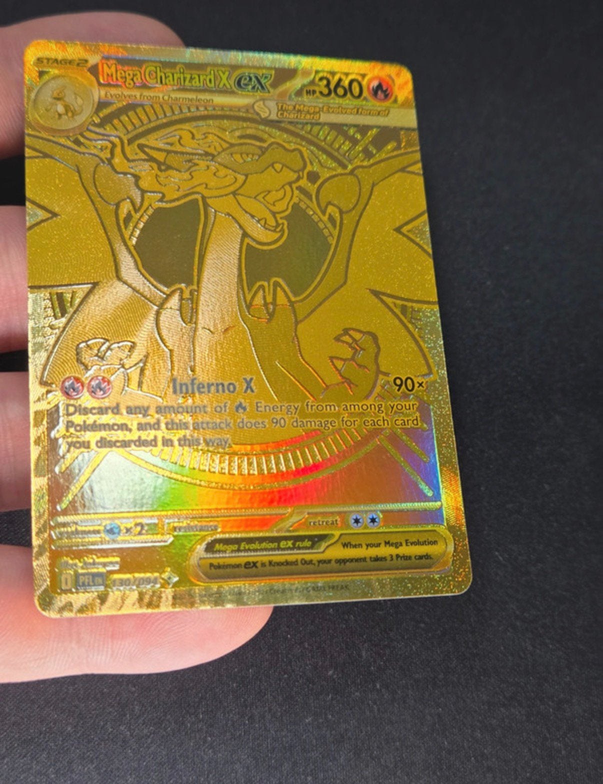 Mega Charizard  EX 130/094 Phantasmal Flames Holo Gold, Ophalen of Verzenden, Zo goed als nieuw
