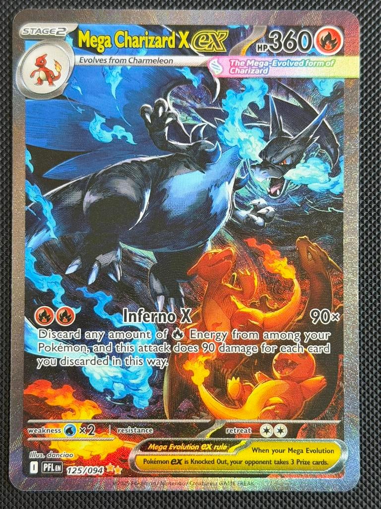 Mega Charizard X EX (PFL 125) Pokémon Kaart, Ophalen, Zo goed als nieuw, Losse kaart, Foil