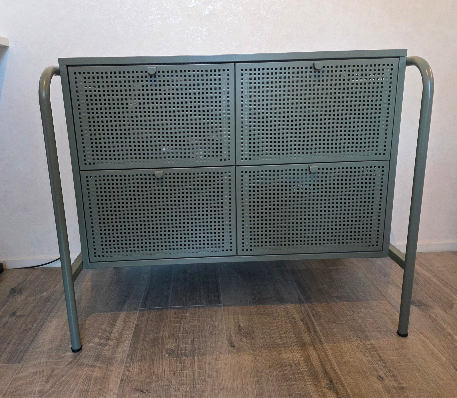 Groene metalen ladekast met 4 lades, Ophalen, 100 tot 150 cm, Modern, Industrieel, Zo goed als nieuw