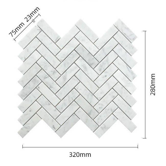Mozaiëk  Lines Cambric  Carrara C visgraat 23x72x10mm matt, Doe-het-zelf en Verbouw, Tegels, Nieuw, Ophalen of Verzenden, 10 m² of meer