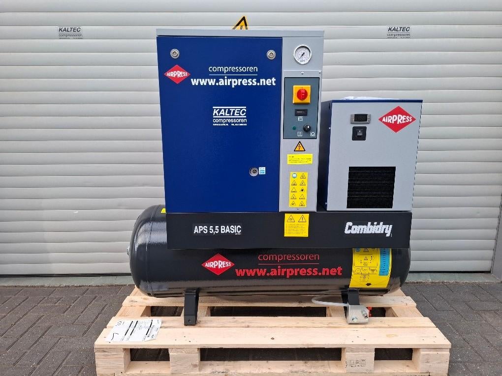 Airpress 4kW / 5,5PK schroefcompressor met luchtdroger NIEUW, Ophalen, Nieuw, 400 tot 800 liter/min, Geluidgedempt