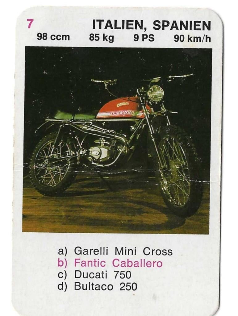 Kwartetkaart Fantic Caballero, Ophalen of Verzenden, Gebruikt, Motoren