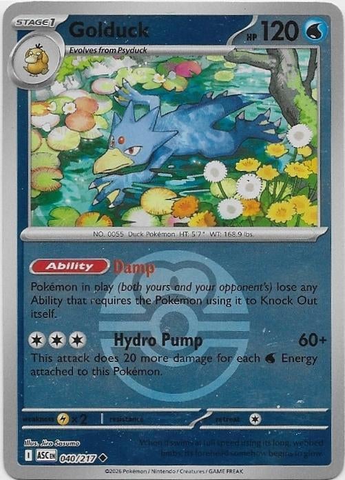 Ascended Heroes,  Golduck [rev. ball] 40/217, Ophalen of Verzenden, Nieuw, Losse kaart