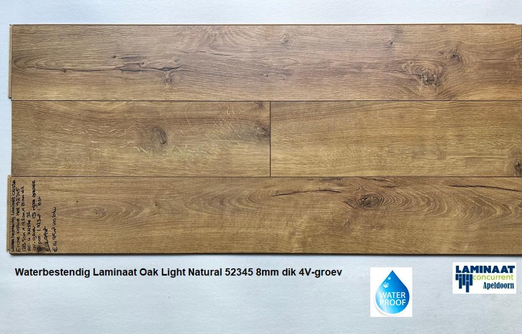 Waterbestendig Laminaat Oak Light Natural 52345 8mm dik 4V, Bruin, 75 m² of meer, Nieuw, Ophalen of Verzenden