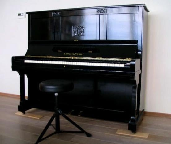 Lang niet bespeelde Stingl-Original piano met -kruk, Ophalen, Gebruikt, Zwart, Piano