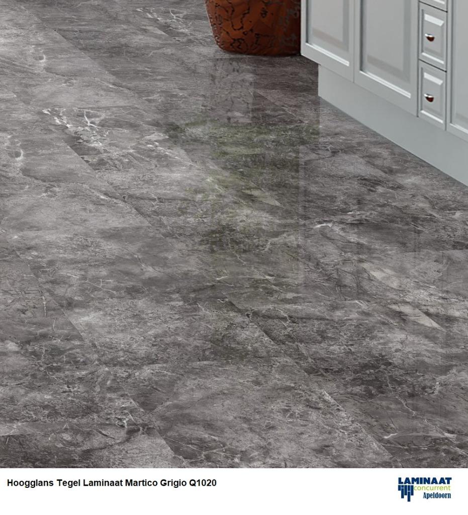 Hoogglans Tegel Laminaat Martico Grigio Q1020 81cm X 40cm, 75 m² of meer, Nieuw, Ophalen of Verzenden, Laminaat