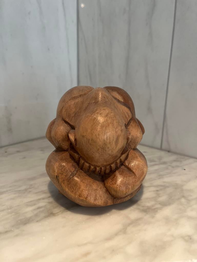 Houten beeldje van een zittend figuur Buddha, Ophalen
