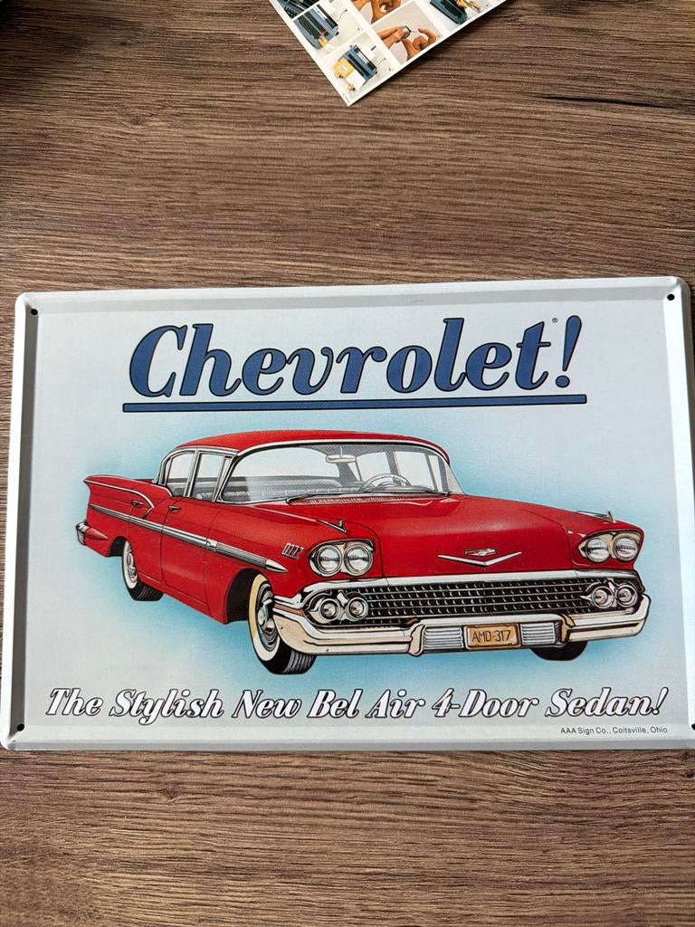 Chevrolet Bel Air Reclamebord, Ophalen of Verzenden, Zo goed als nieuw, Reclamebord