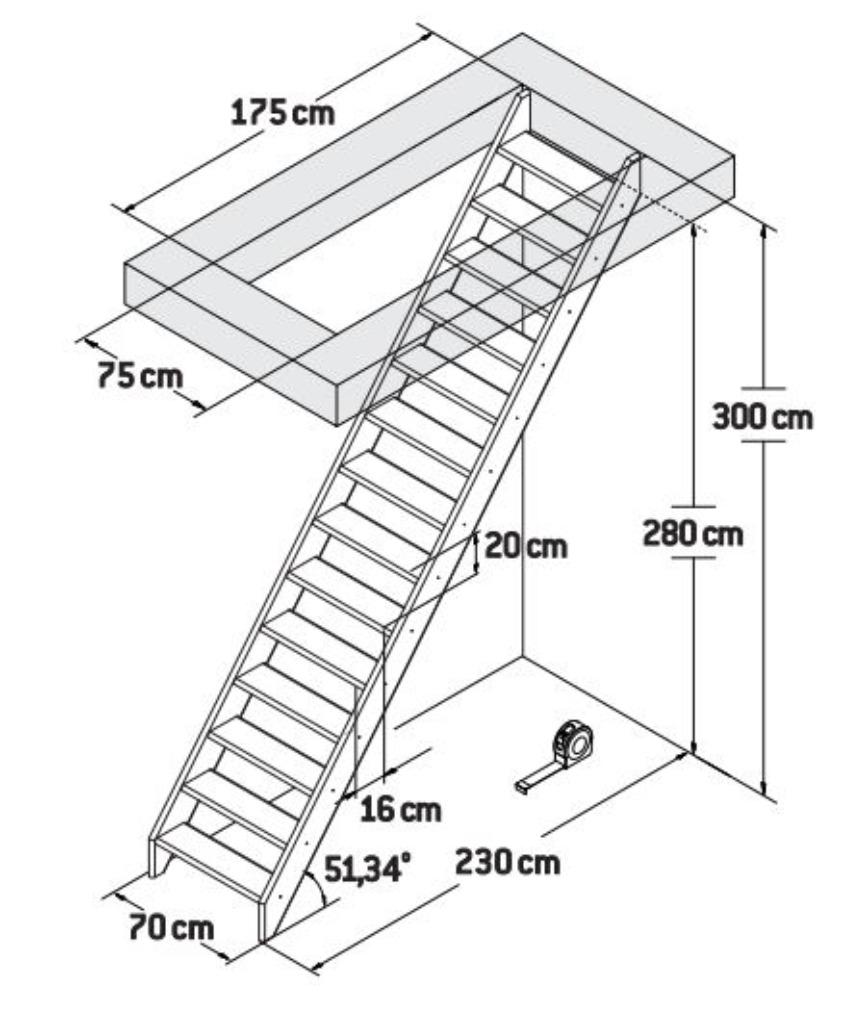 Molenaarstrap hgte 300, rechte trap, breedte 70, 80 ,90 cm, Doe-het-zelf en Verbouw, Ladders en Trappen, Ophalen of Verzenden