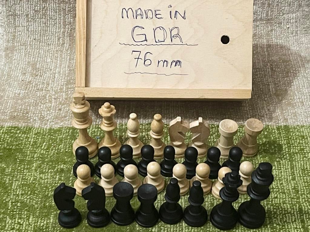 Vintage GDR  Schaakspel - Koninghoogte 76 mm, Hobby en Vrije tijd, Gezelschapsspellen | Bordspellen, Een of twee spelers, Ophalen of Verzenden