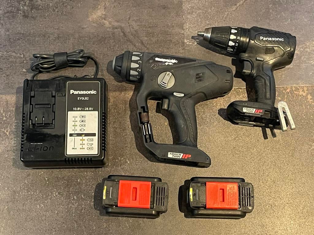 Panasonic set met boorhamer en schroefmachine 18v, Ophalen of Verzenden, Gebruikt, Boor- en Schroefmachine, Variabele snelheid